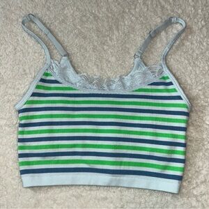 Aerie Seamless Stripped Lace Trim Longline Bra Small NWOT